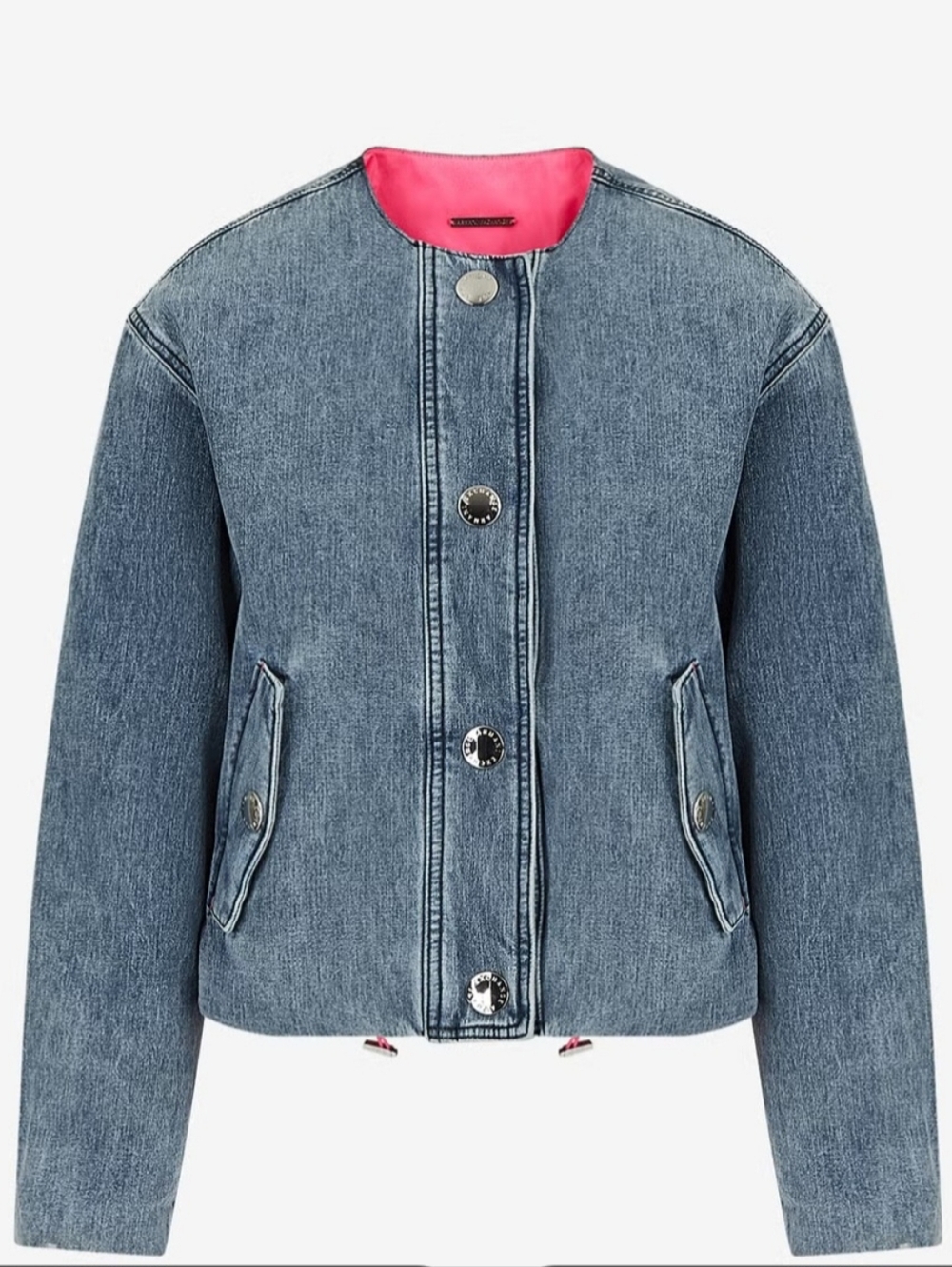 Armani Exchange Denim Reversible Jacket with Hot Pink Lining Oversized Size S